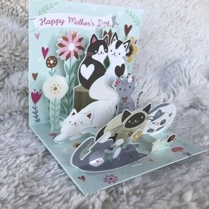 Up With Paper 3D Card 1293 Mother's Day Kitties Kittens Cats Hearts